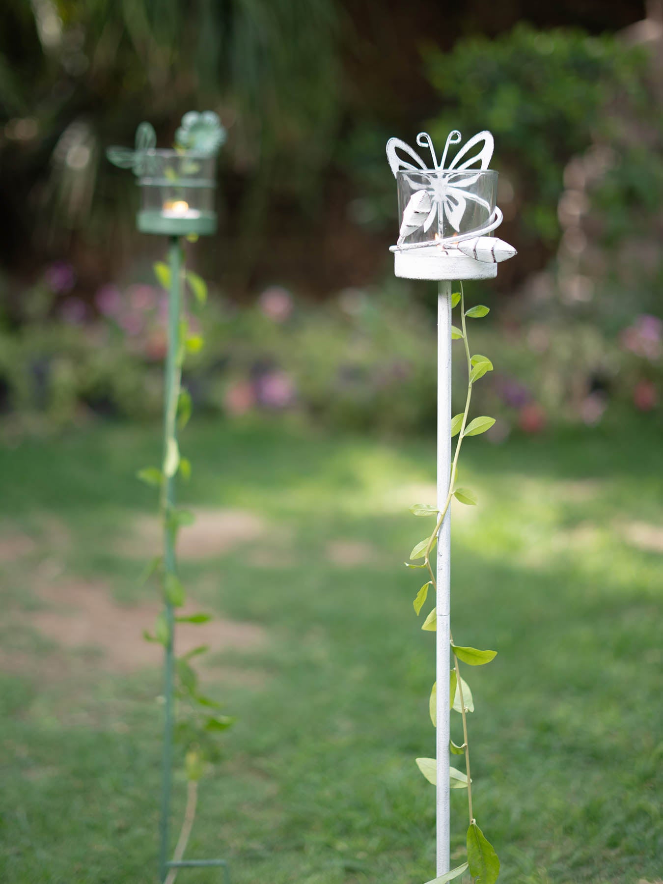 Flower & Butterfly Tealight Stick (Set Of 2)