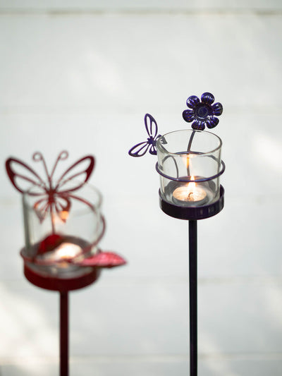 Flower & Butterfly Tealight Stick (Set Of 2)