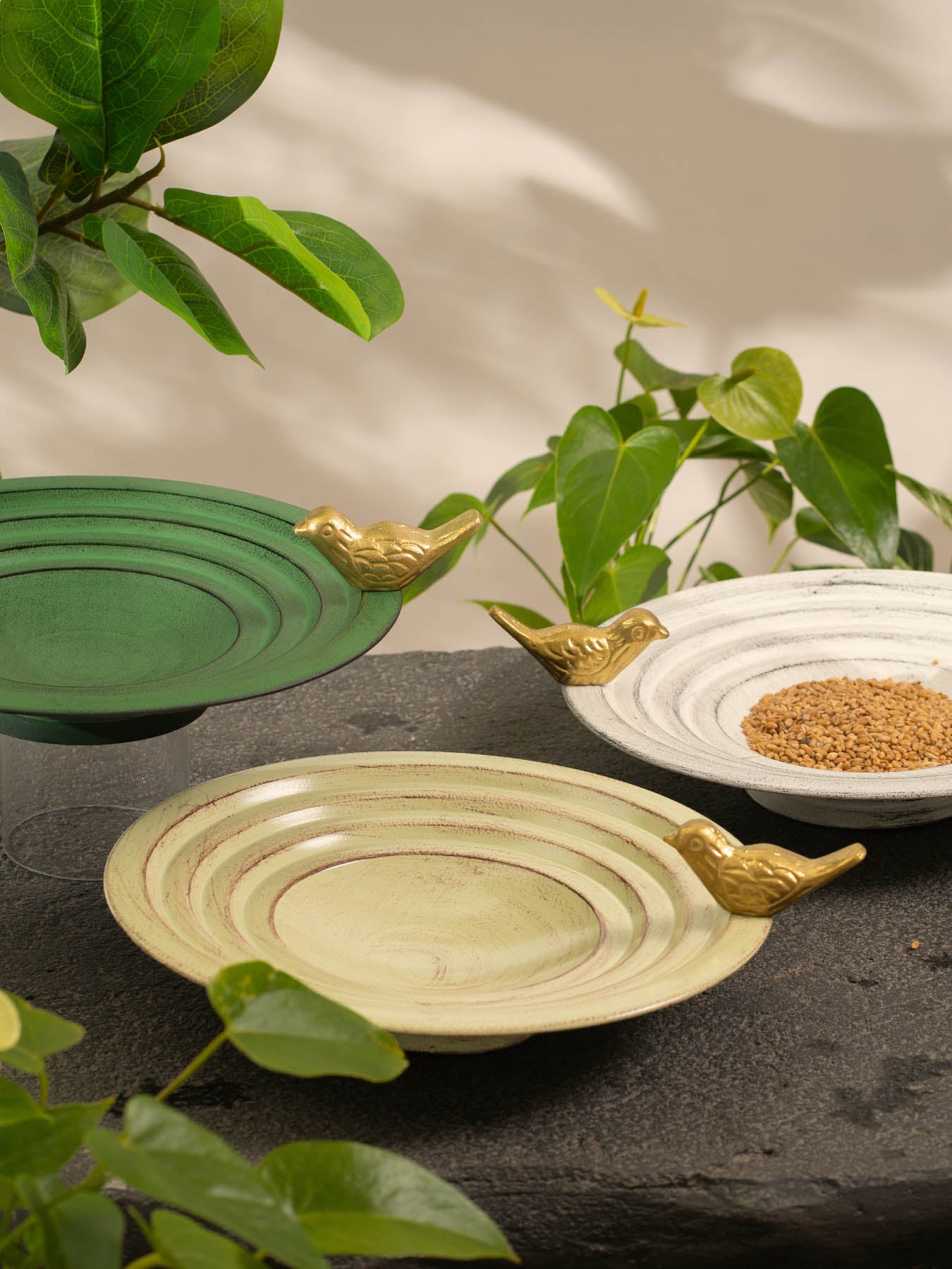 Golden Motif Bird Bath