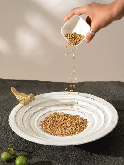 Golden Motif Bird Bath