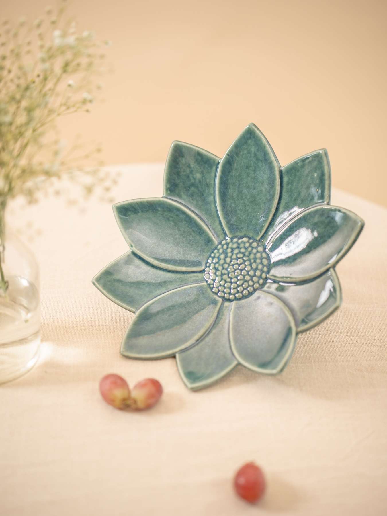 Lotus Serving Plate (Dark Green)