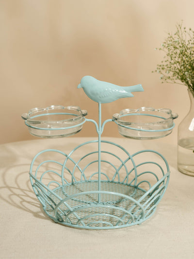 Snack Basket With Glass Bowls