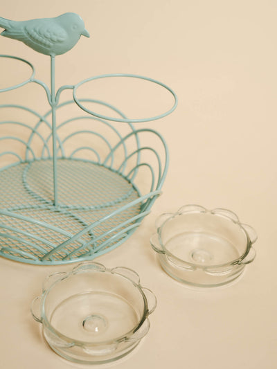 Snack Basket With Glass Bowls