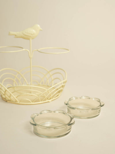 Snack Basket With Glass Bowls