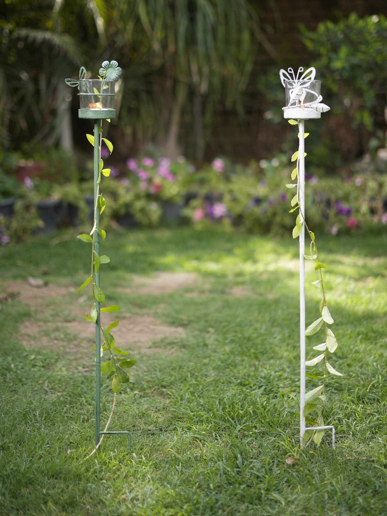 Flower & Butterfly Tealight Stick (Set Of 2)