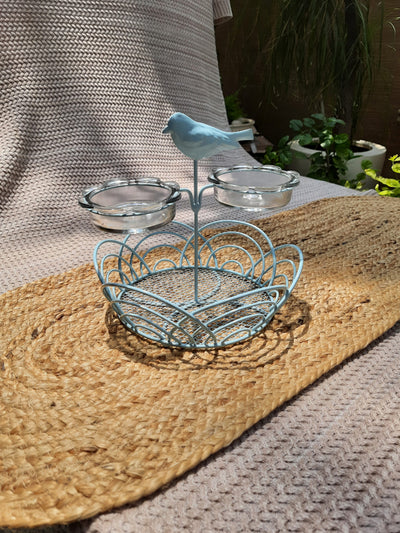Snack Basket With Glass Bowls