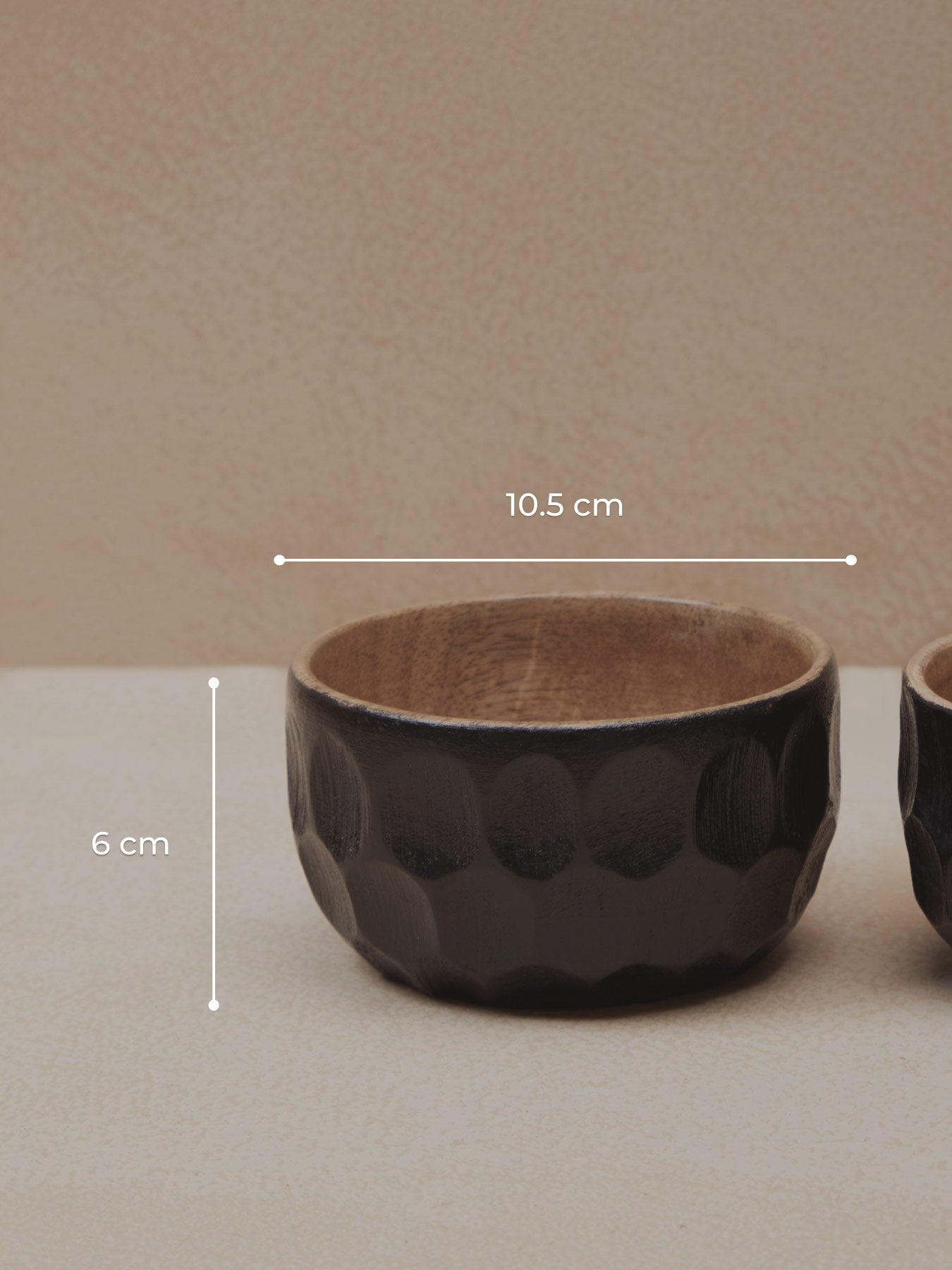 Black Wood Textured Nut Bowls (Set of 2)