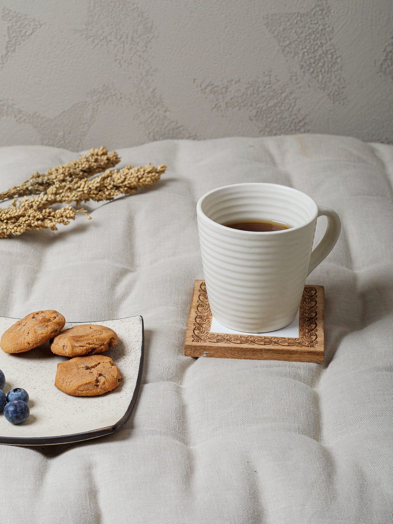 Wooden Carved Square Coasters (Set of 4)