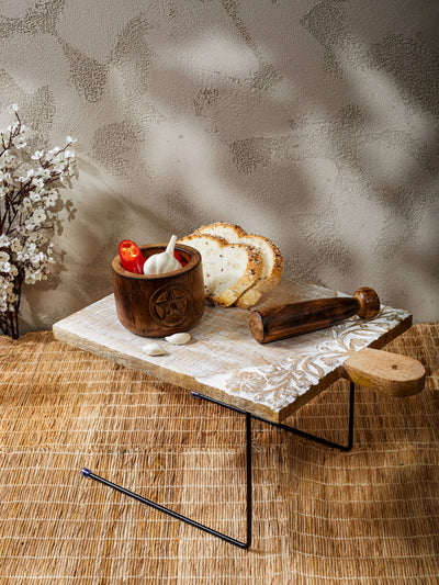 Wooden Carved Mortar & Pestle