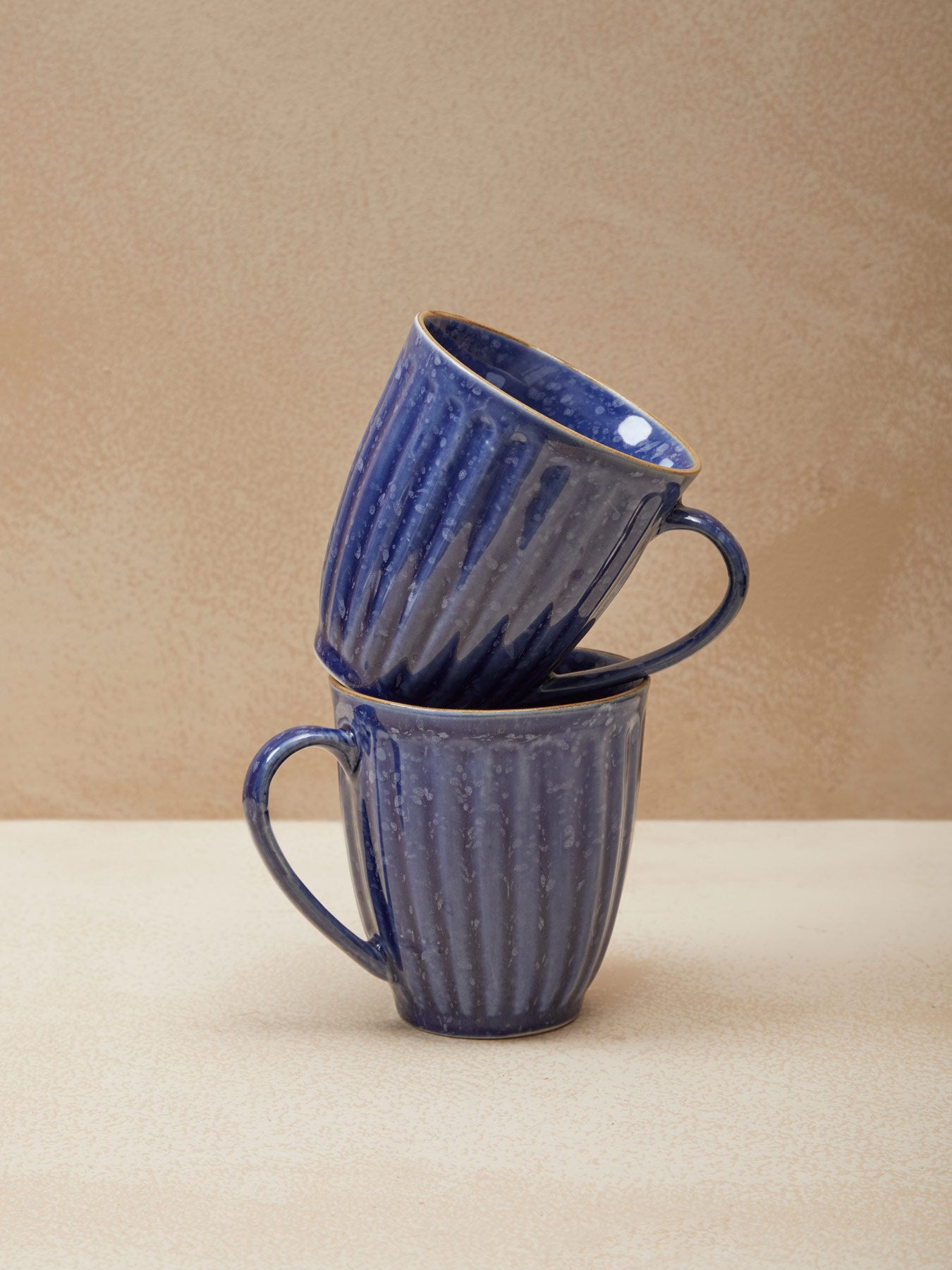 Royal Blue Textured Mugs (Set of 2)