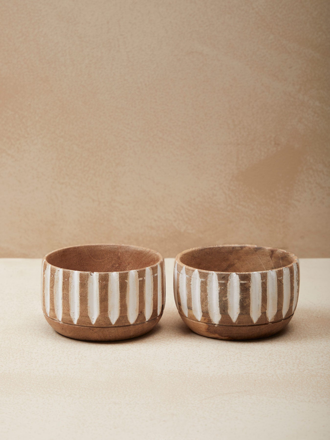 Striped Wood Nut Bowls