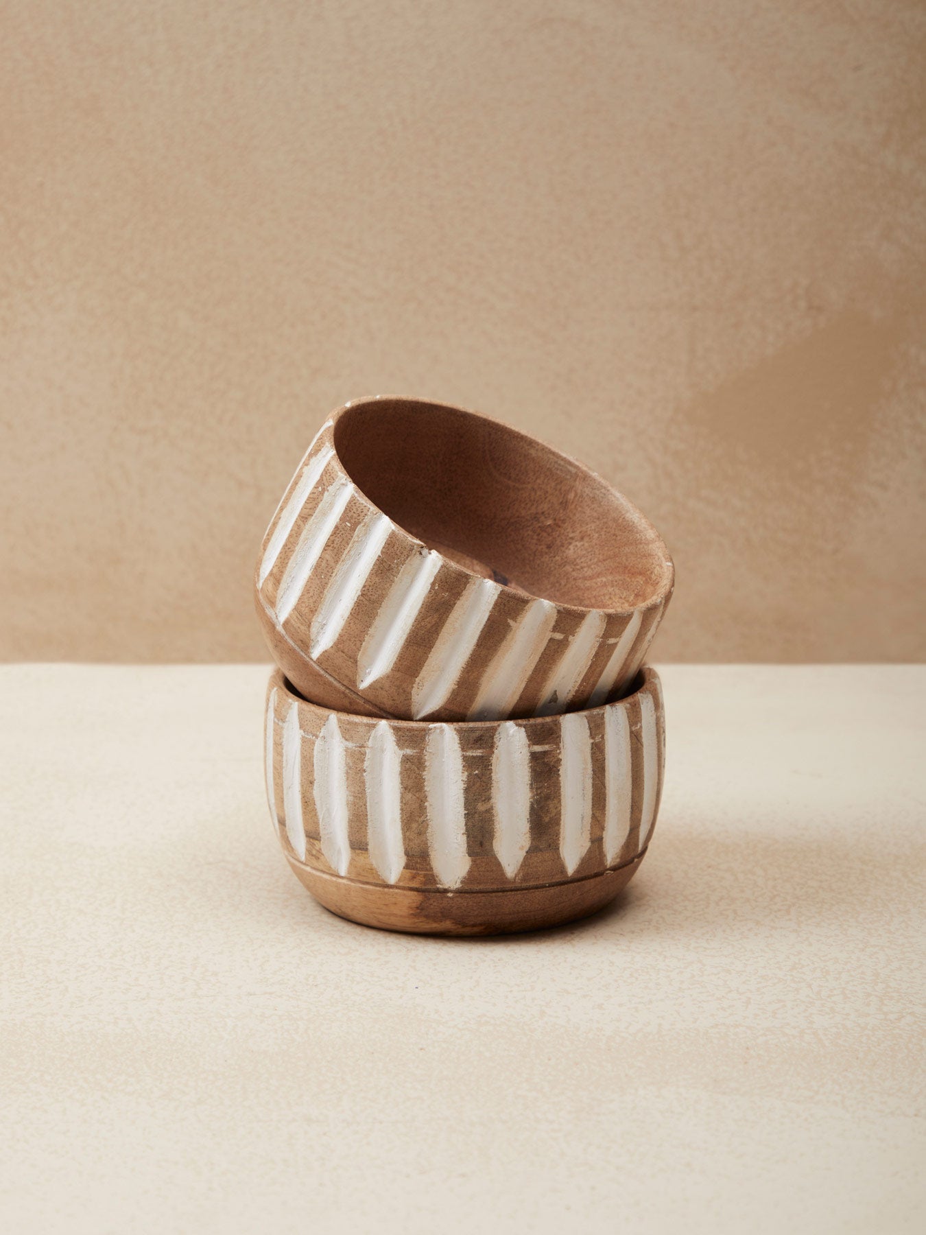 Striped Wood Nut Bowls