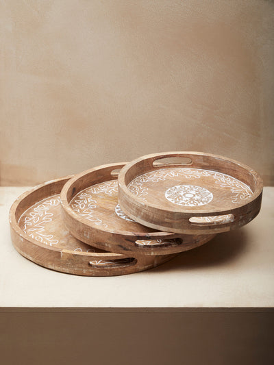 Handcrafted Wooden Trays (Set of 3)